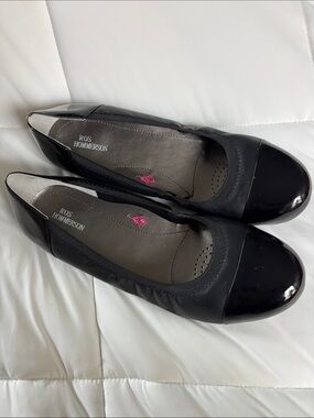 Ros Hommerson Rebecca Black Cap-Toe Slip-On Ballet Flats sz 10ww